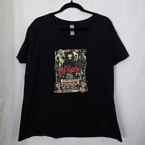 Rob Zombie T Shirt Womens 2XL Spooks A Poppin Horror Band Tee Black V Neck